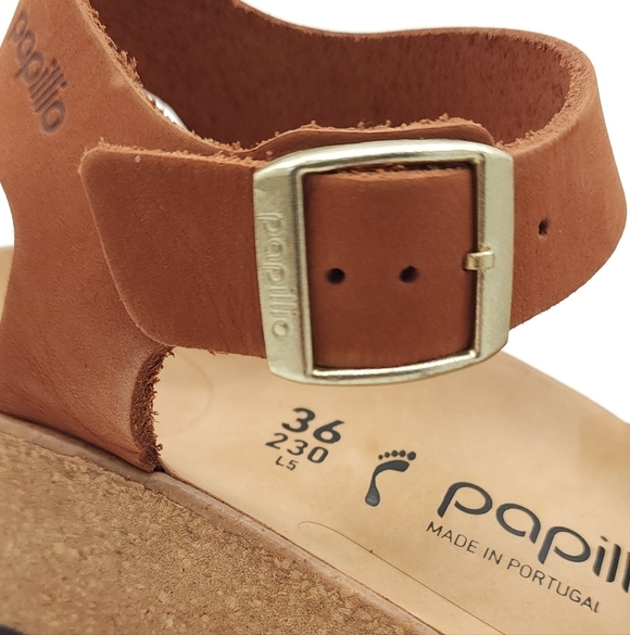 Birkenstock Papillio Glenda Brown Nubuck Leather Ankle Strap Sandals Size 5 - Picture 6 of 10